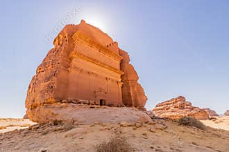 Qasr al Farid (Lonely castle) tomb at Hegra (Mada'in Salih) site near Al Ula, Saudi Arab
