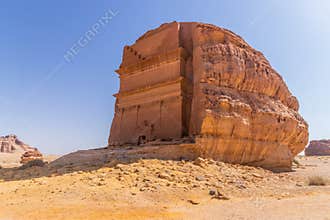 Qasr al Farid (Lonely castle) tomb at Hegra (Mada'in Salih) site near Al Ula, Saudi Arab