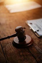 Business and lawyers discussing contract papers with brass scale on desk in office. Law, legal services, advice, justice and law