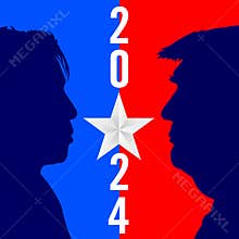 USA, profile portraits of Donald Trump and Kamala Harris, US elections 2024