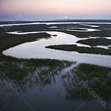 Winding water in marsh.