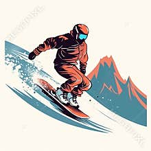 A snowboarder rides, jumps, and slides across the mountains. Snowboarding
