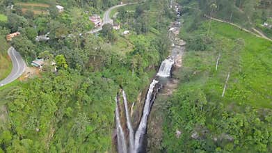 Waterfall in deep forest near Nuwara Eliya in Sri Lanka