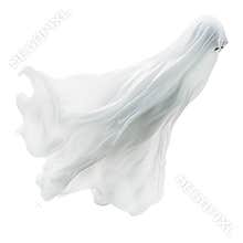Realistic ghost isolated on a transparent background. Flying white ghost, evoking horror and fear, haunted house concept