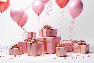 Happy birthday background with the confetti and color balloons, Happy birthday background with confetti Ai generated