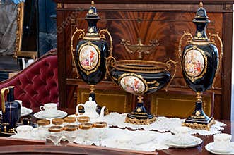 Vintage objects at antique market