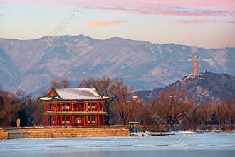 Beijing Summer Palace winter scenery, China