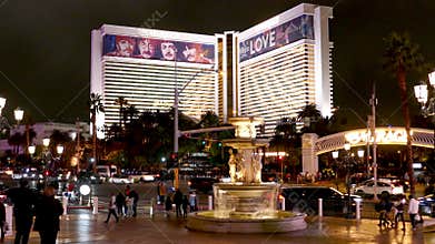 Mirage Hotel Las Vegas with Beatles Tribute at Night