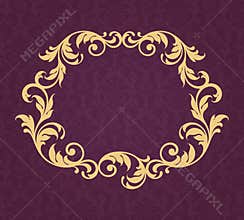 Vintage border frame gold background calligraphy vector