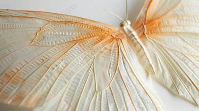 A closeup of a paper model butterfly its delicate wings expertly folded to create a lifelike and realistic