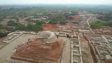 Aerial View of a Buddhist Stupa at Mohenjo Daro