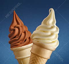 Soft ice cream on blue