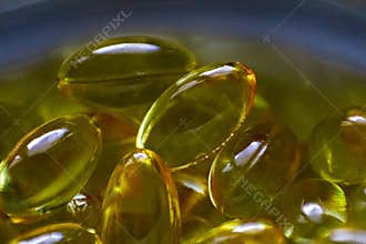 Close up of Garlic Oil Supplement Pills