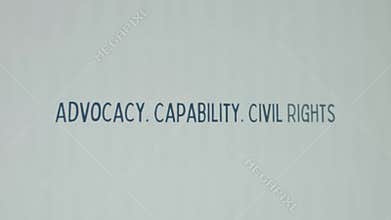 Advocacy. Capability. Civil Rights inscription on white paper sheet background. Graphic presentation with words