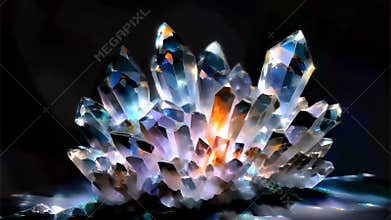 Cluster of quartz crystals