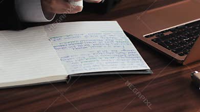 Depressed unrecognizable businesswoman emotional tears paper notebook and throwing crumpled paper in frustration working