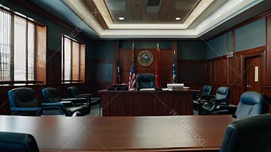 Interior of a courtroom or law enforcement office, law enforcement office