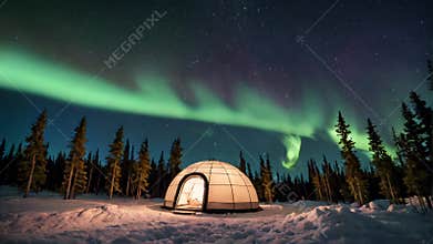 video from igloo village. AI generation