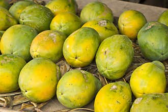 Papayas at fruit stand