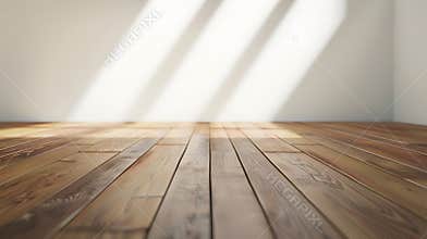 Generative AI Empty room background with wooden floor business concept.
