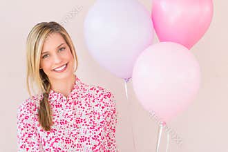 Happy Woman With Party Balloons