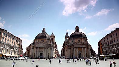 Symmetrically arranged edifices of Santa Maria in