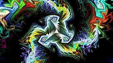 Chaotic combination of kinked stripes having spiraliform motion.