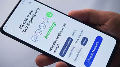 Leaving positive customer feedback. Good customer experience and nice performance. Customer satisfaction concept