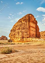 Tomb Lihyan Son of Kuza or Qasr al-Farid at Hegra, Saudia Arabia - most popular landmark in Mada\'in Salih