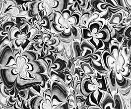 Fluid flowers black and white seamless pattern in monochrome tones.