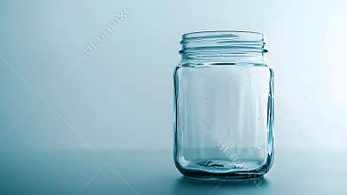 Generative AI Clean open empty glass jar close up view on white background business concept.