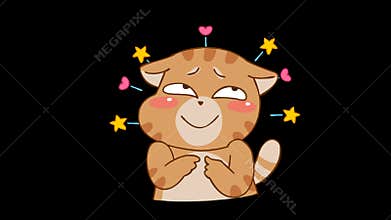 Animated Chubby Cat Blushing - Transparent Background