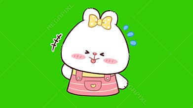 Animated Cute White Bear Shy - Green Screen