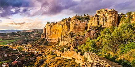 Old town of Ronda at sunset, Malaga, Andalusia, Spain