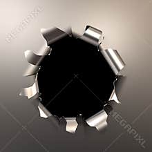 Bullet hole in the metal