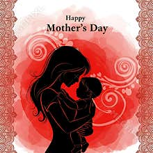 Silhouette of mother tenderly holding her cherished baby for a happy mothers day celebration