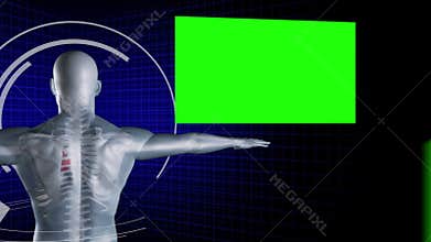 Man digitally created with chroma key screens