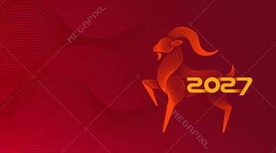 Chinese zodiac goat 2027 modern New Year banner