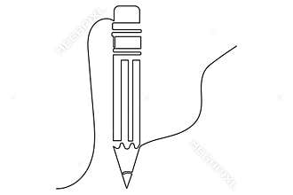 Writing utensil simple single line art drawing outline illustration minimal