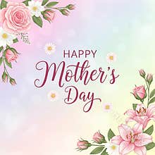 Beautiful pink floral border frames elegant happy mother's day greeting card design