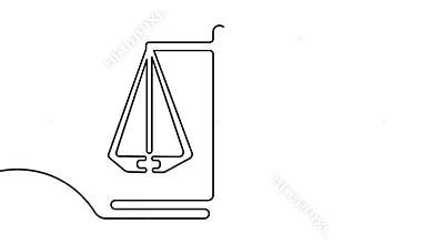 Animated justice scale symbol single line drawing minimal