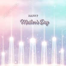 Glowing light beams illuminate vibrant pastel background celebrating a beautiful happy mother's day occasion