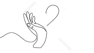Love word concept continuous one line art animation seamless loop minimal