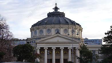 Neoclassical architecture of the Romanian Athenaeum or Ateneul Roman concert hall