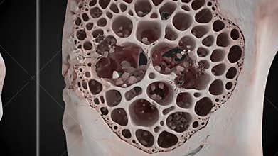 Bone Health Visualization Bone Osteoporosis Comparison Bone Cross Section Bone Structure Medical Animation Dark
