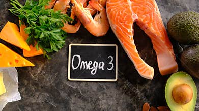 Foods containing vitamin D and omega 3. Selective focus. Food.