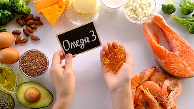 Foods containing vitamin D and omega 3. Selective focus. Food.