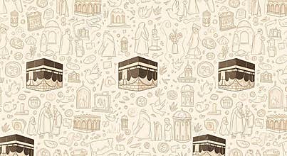 Seamless Pattern of Islamic Symbols and Figures for Cultural Design
