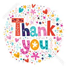 Words Thank you typography lettering decorative text card