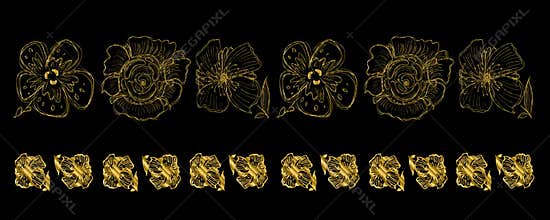 Line doodle flower seamless pattern